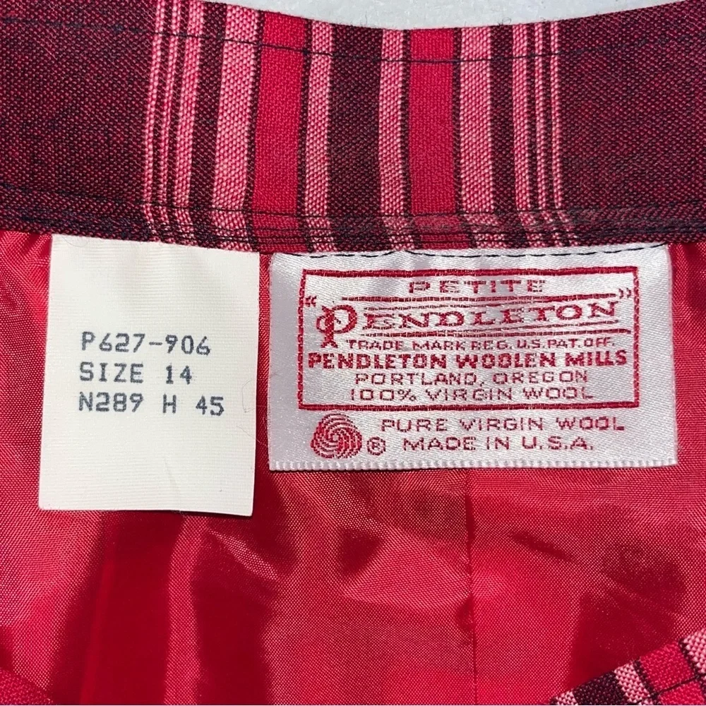 Vintage Pendleton Red Plaid Wool Skirt